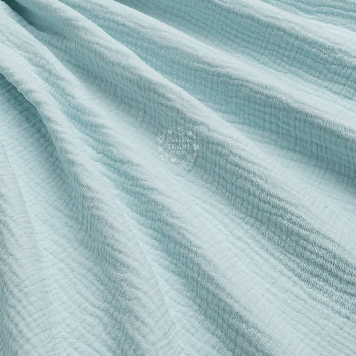 

Муслин однотонный двухслойный жатый, цвет бледно-мятный, ширина 135 см