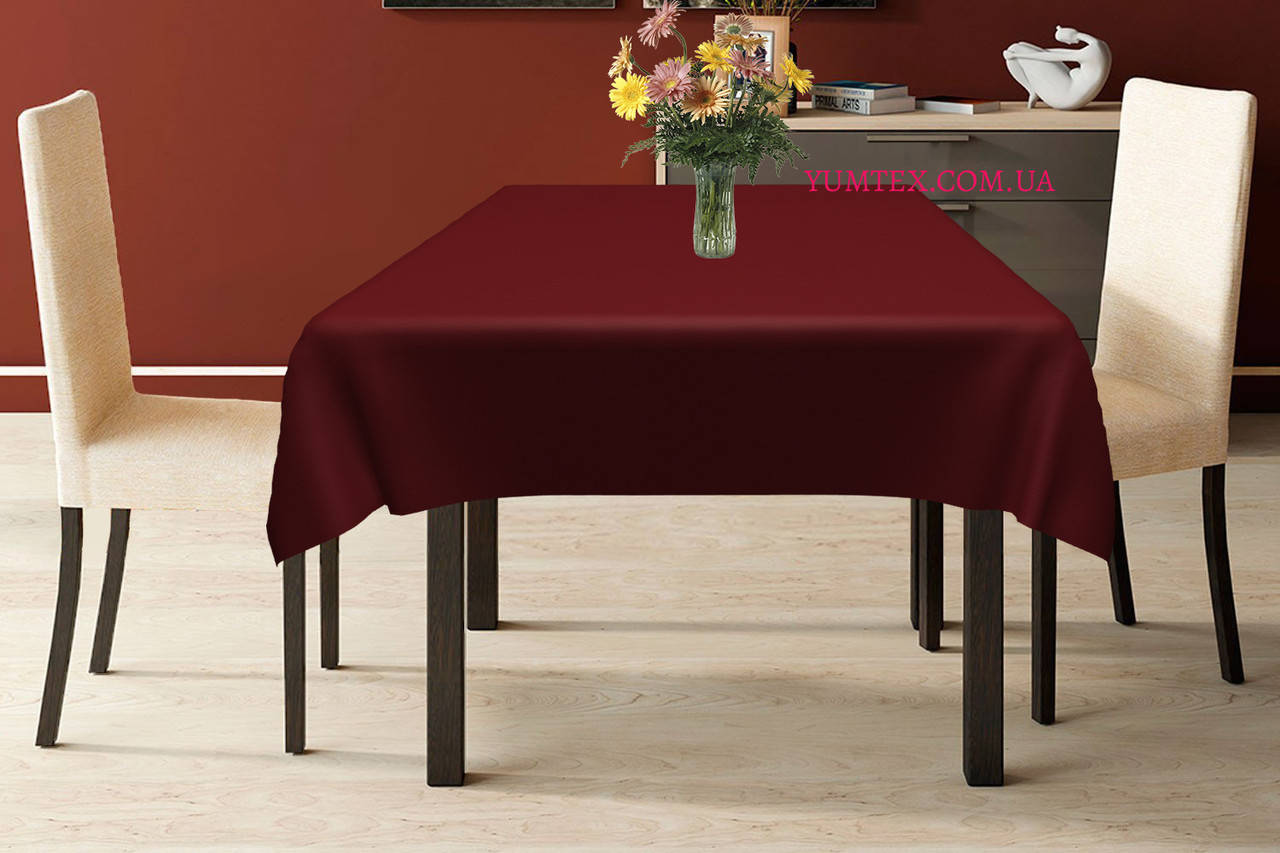 

Скатерть хлопок тефлон водоотталкивающая гидрофобная пропитка цвет бордовый