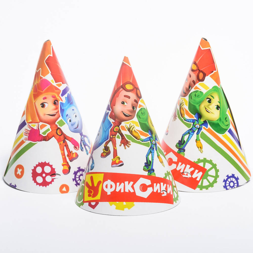 

Колпачки, колпаки праздничные карнавальные большие 20см - Фиксики, Оранжевый