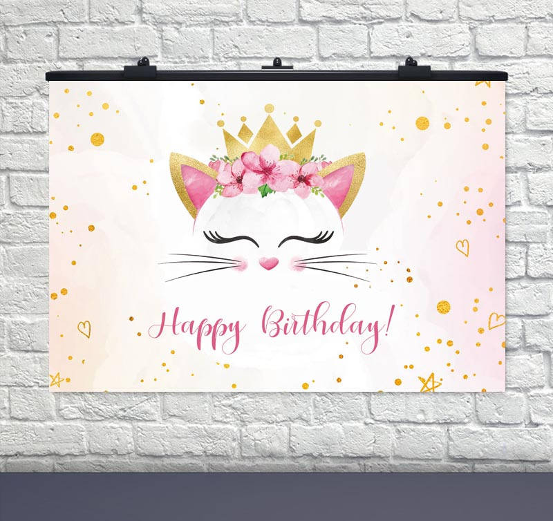 

Плакат для праздника Happy Birthday кошечка 75х120 см