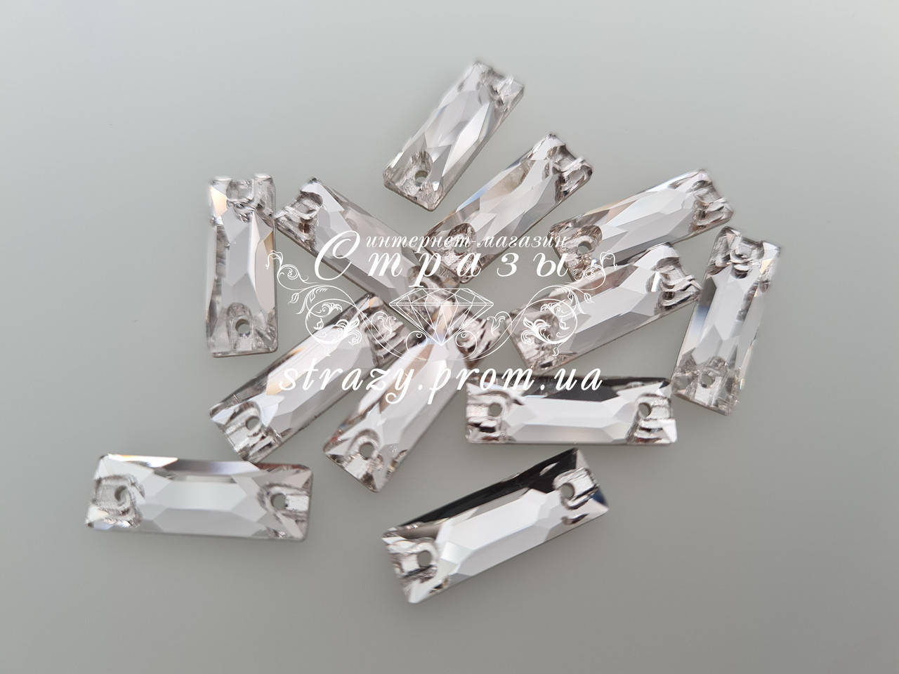 

Стразы пришивные Lux Багет 6*18мм. Crystal