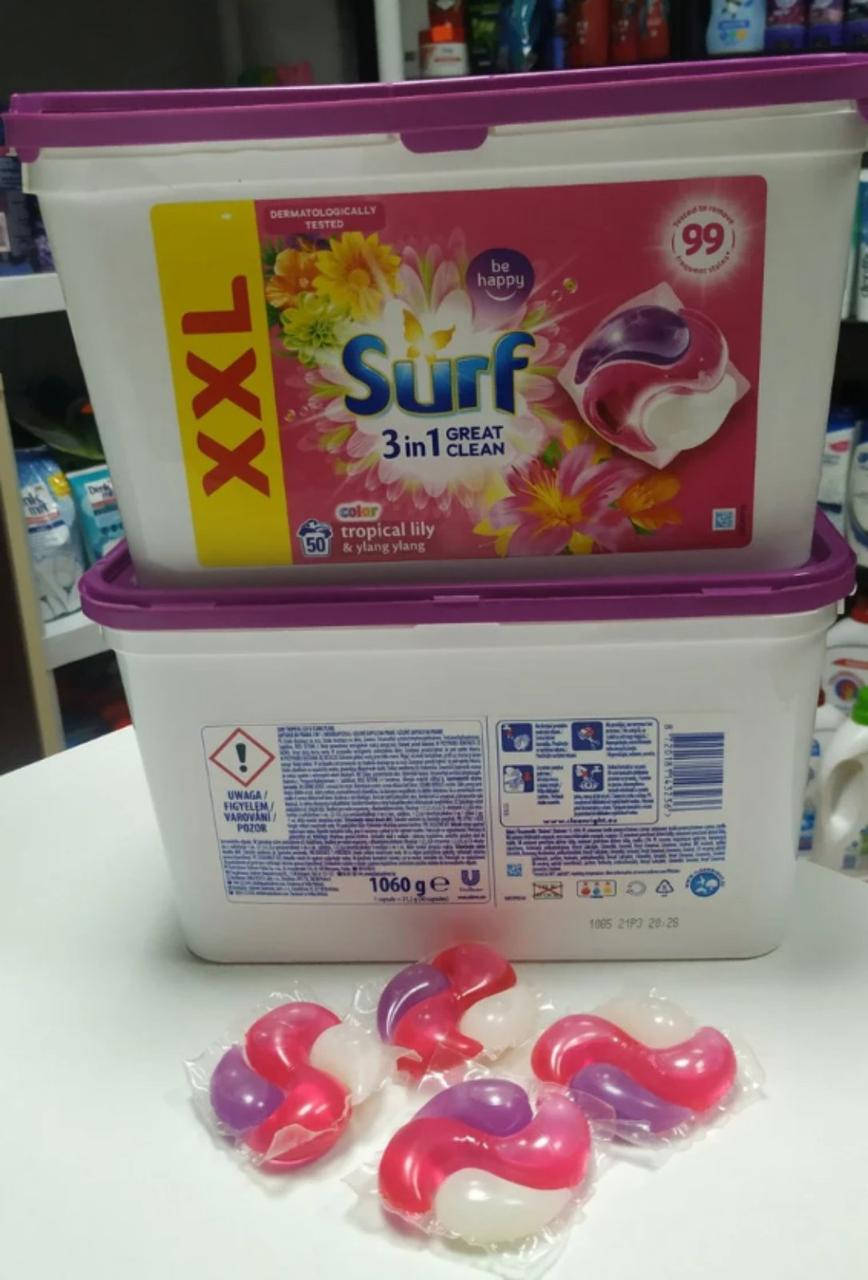 

Капсули для прання кольорової білизни Surf Tropical lily & ylang ylang 34 шт