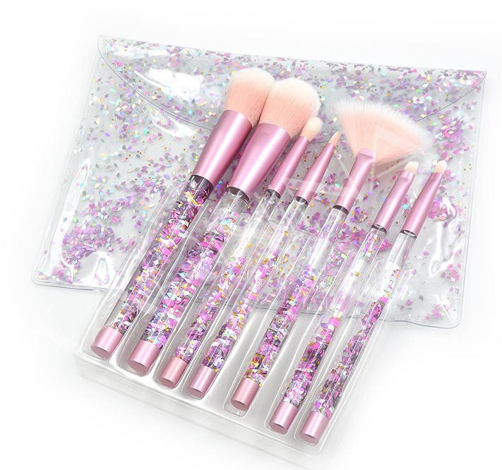 

Набор кистей для макияжа с блестками 7шт Merry pink