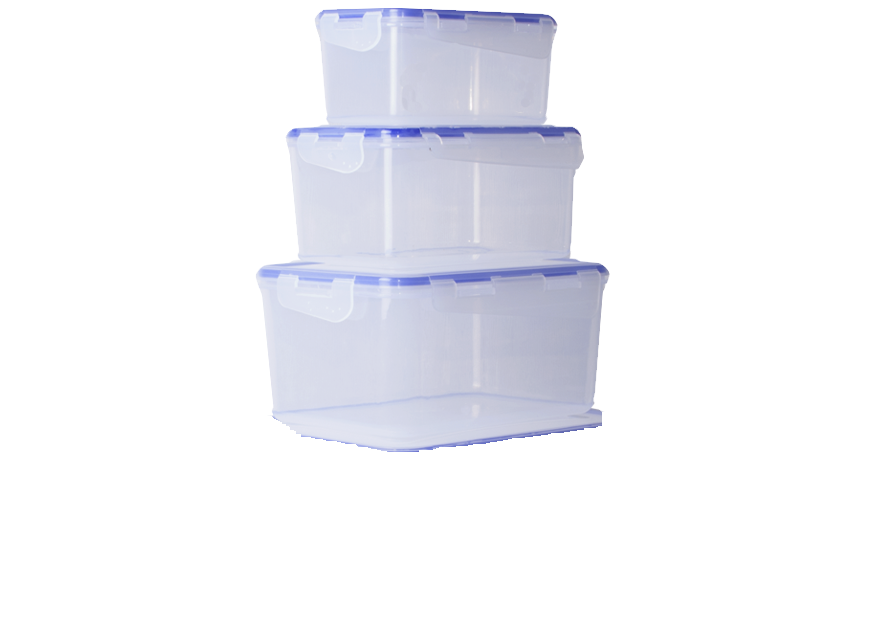 

Набор контейнеров для пищевых продуктов с зажимом прямоугольных "3 в 1", Прозрачный