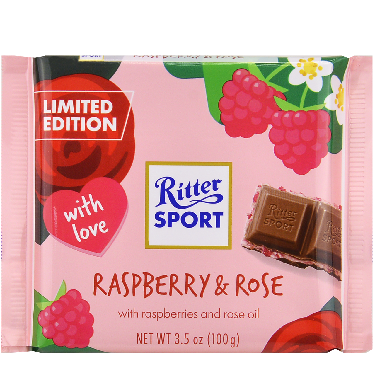 

Шоколад Ritter Sport RASPBERRY ROSE (Молочный с малиной и розой) 100г (1уп/12шт)