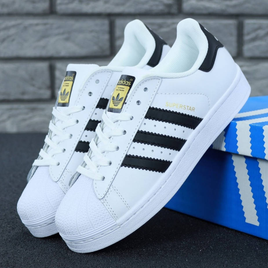 

Женские кроссовки в стиле Adidas Superstar, натуральная кожа, черно-белый, Вьетнам