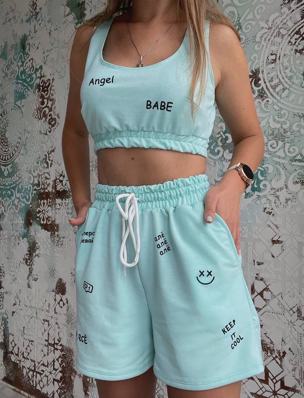 

Женский летний костюм , шорты и топ , женский костюм летний