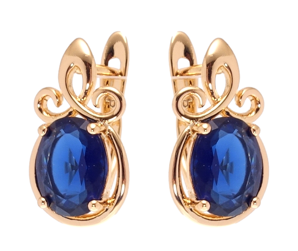 

Серьги Xuping Позолота 18K английский замок "Синие фианиты"