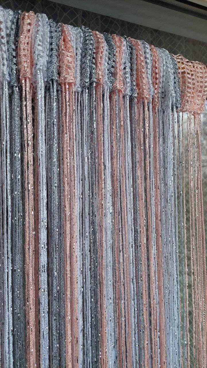 

Шторы нити кисея с люрексом радужные № 1-7-209 белый/серый/персиковый 3 м на 2.8 м более 50-ти расцветок