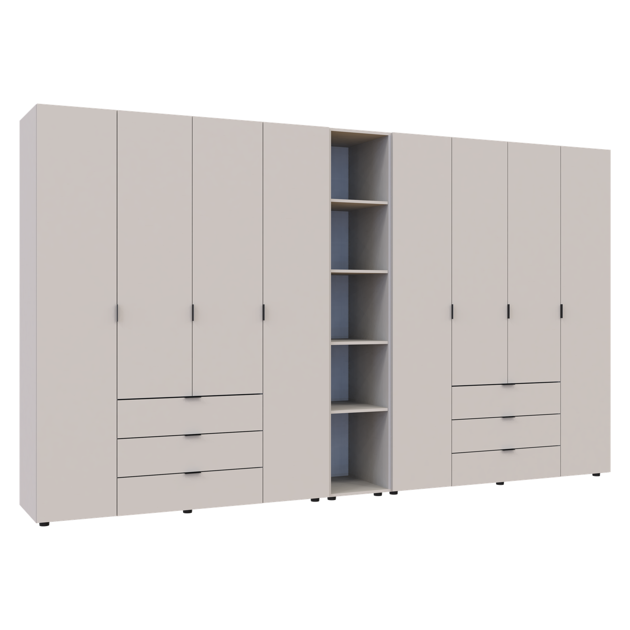 Розпашна Шафа для одягу Doros Гелар з Етажеркою Кашемір 4+4 ДСП 348.2х49.5х203.4 (80737654) 2