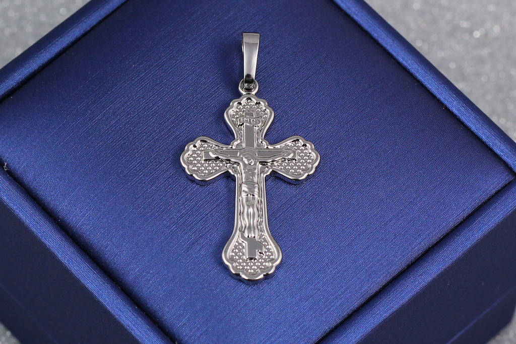 

Крестик Xuping Jewelry с распятием сеточка 3 см серебристый, Серебристий