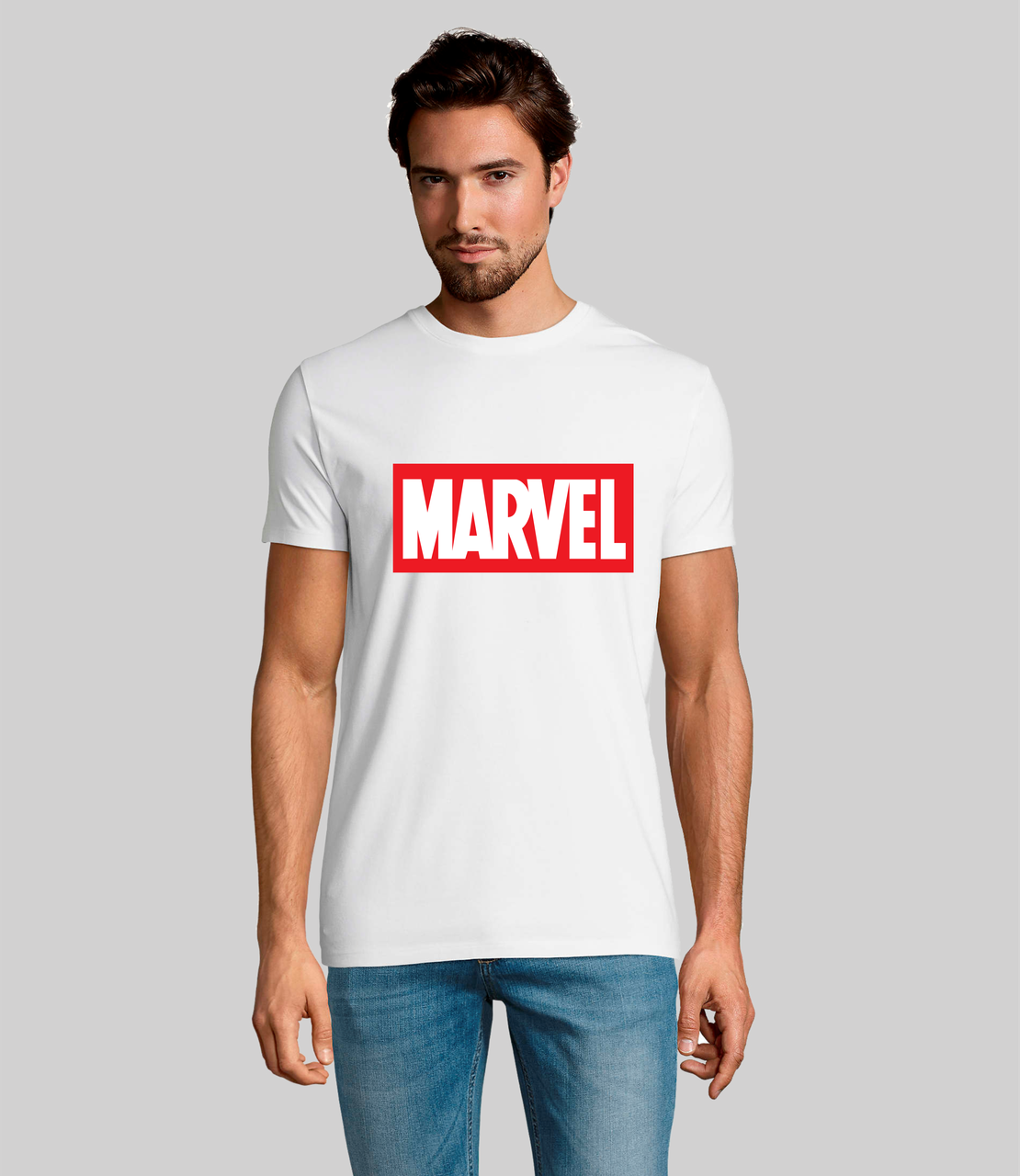 

Мужская футболка. Качественная мужская футболка с принтом. Marvel белый, XL