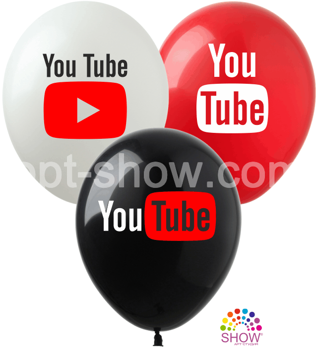

Воздушные шары You Tube белый,черный,красный TM Show, Разные цвета