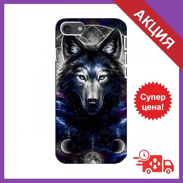 

Бампер с принтом для iPhone 8 / Бампер на Айфон 8 / Бампер для iPhone 8 (Ловец снов-Волк), Зелёный