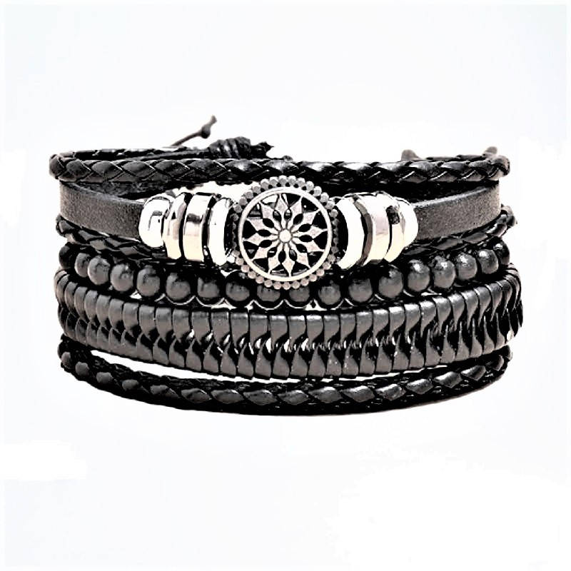 

Браслет кожаный винтажный Type W (BL-599B)