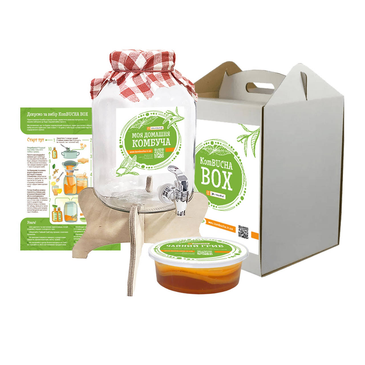 

Чайный Гриб Набор для приготовления Комбучи Средний KomBUCHA BOX