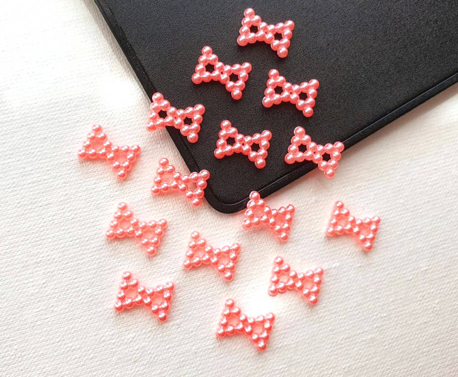 

(5 грамм ≈ 36шт) Жемчужные бантики, Розово-персиковые