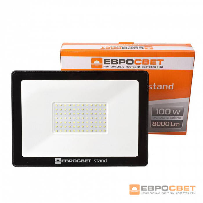 

Прожектор світлодіодний ЕВРОСВЕТ 100Вт 6400К EV-100-504 STAND 8000Лм