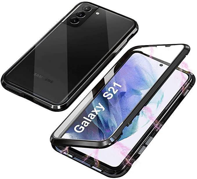 

360 магнитный чехол для Samsung Galaxy S21 защитное стекло с двух сторон, Черный