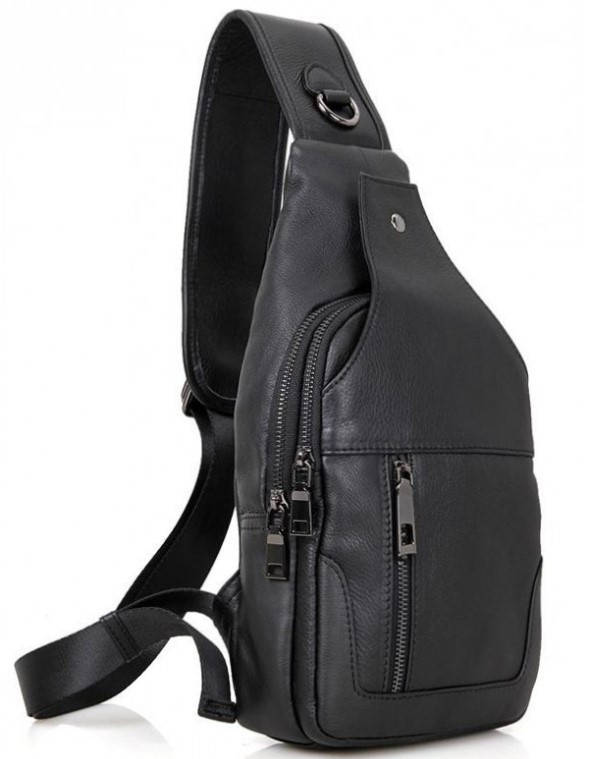 

Мужской кожаный слинг на плечо черного цвета Keizer 759ip-NM, Черный