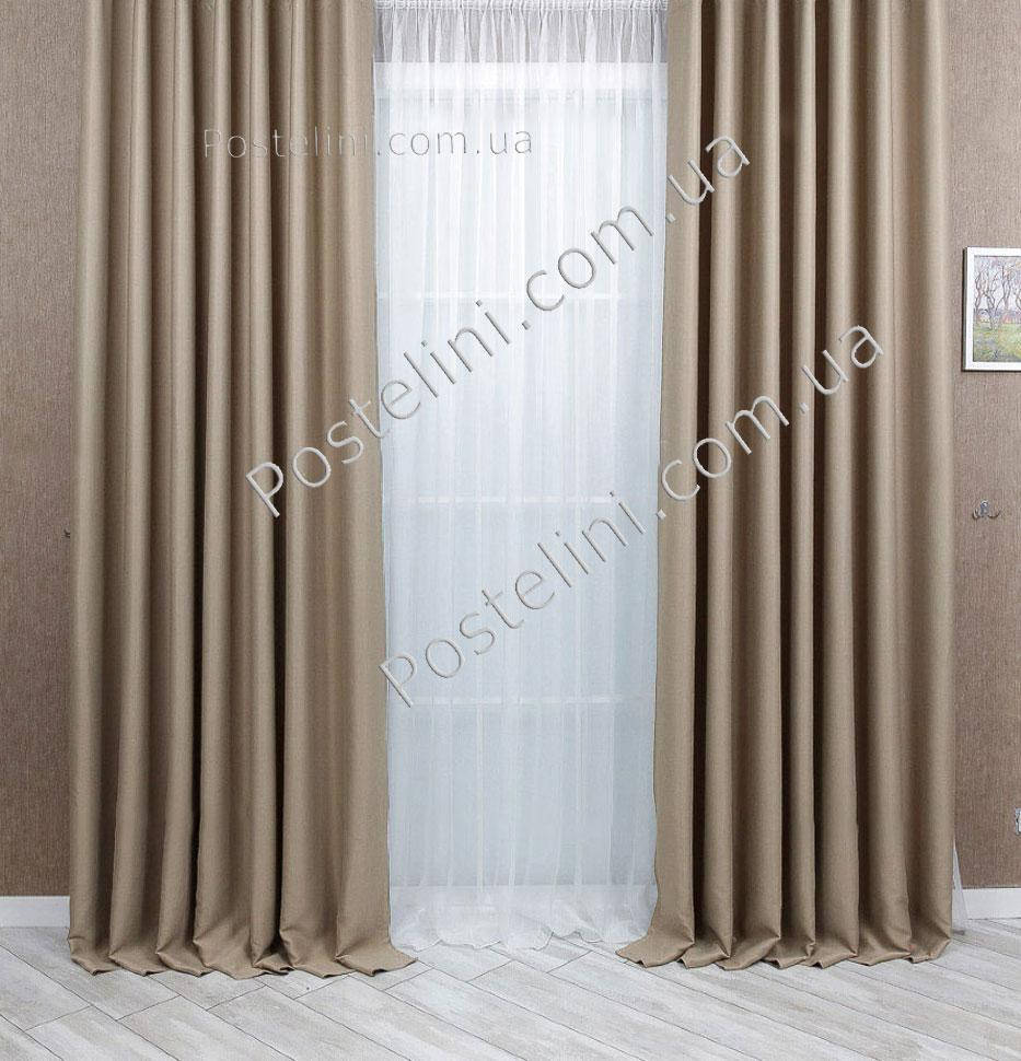 

Комплект штор Pivdenne 200*270, 2 шт блэкаут кофе с молоком плотные P-82985s-200