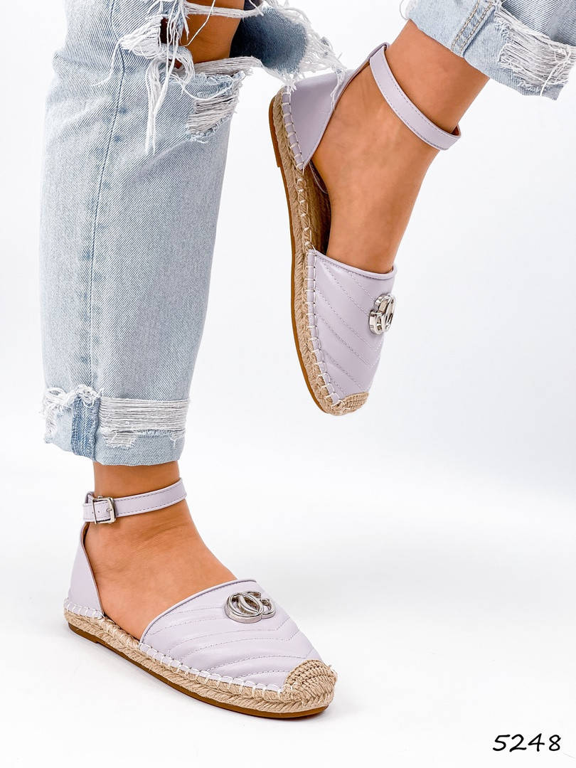 

Босоножки эспадрильи женские сиреневые экокожаные на на низком ходу