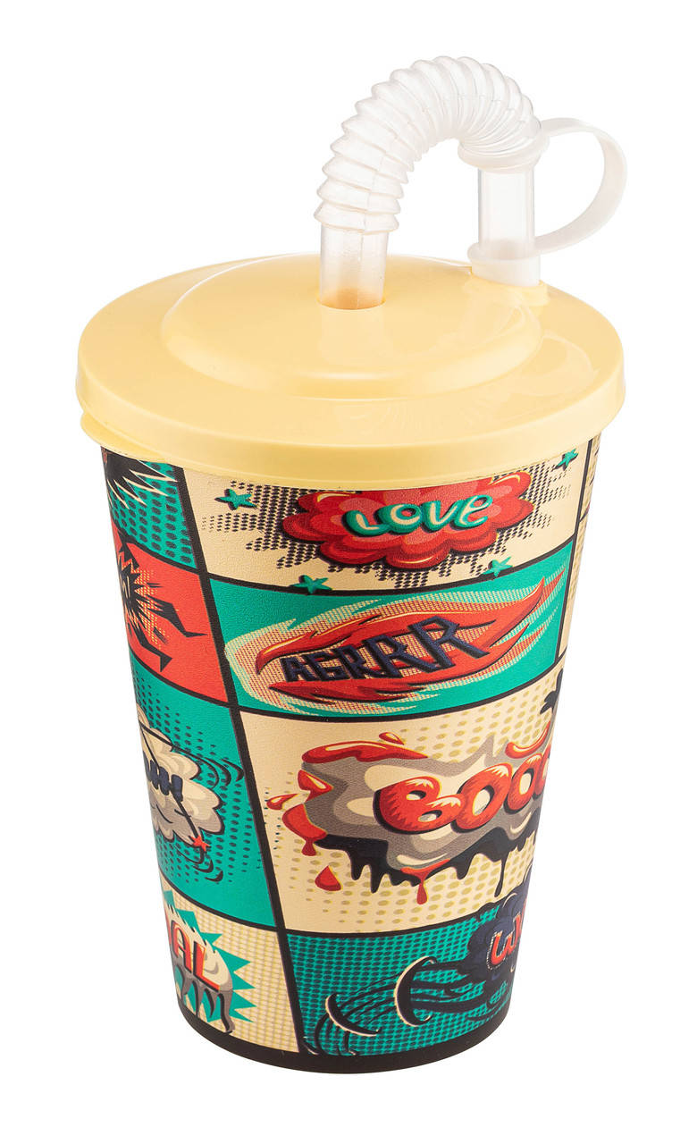 

Стакан с трубочкой и крышкой AKAY Plastik, 5.5х12см, Турция, AK 625, Разные цвета