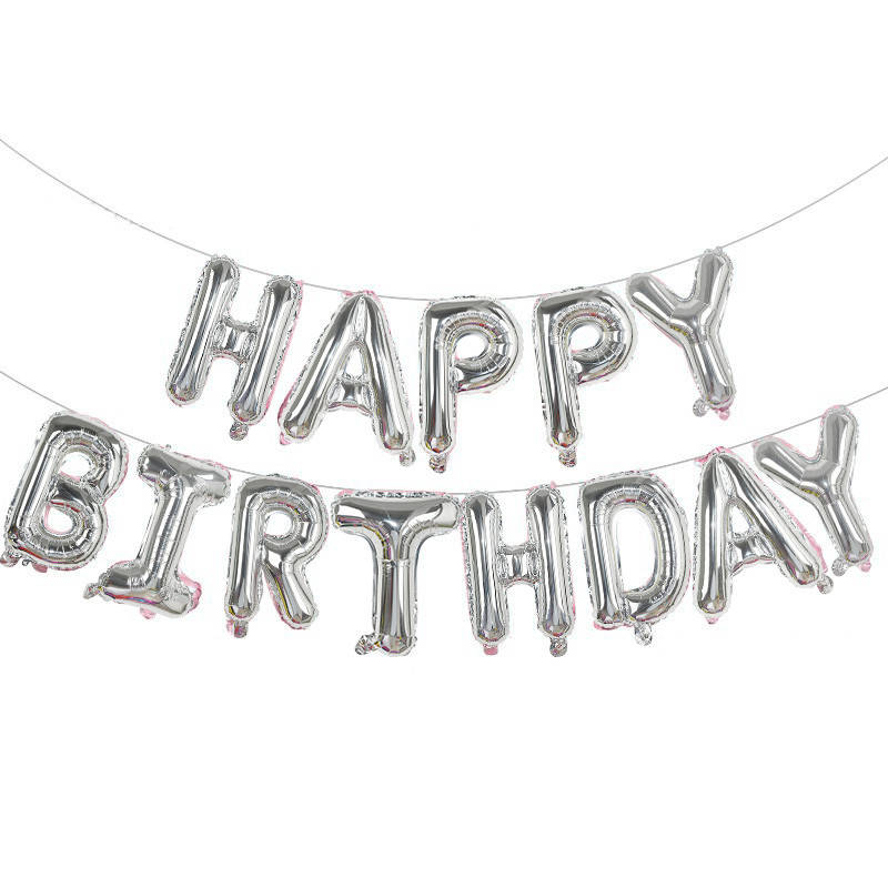 

Фольгированная надпись "HAPPY BIRTHDAY серебро", 40см, Серебристый