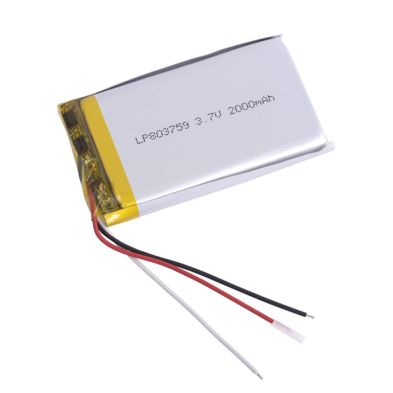 

LPW803759 3.7V 2000mAh (LiPo, 1C-2C, PCB 3A + 3 wires 24AWG-3202(80mm), 8x37x59mm) Lipowe LiPower