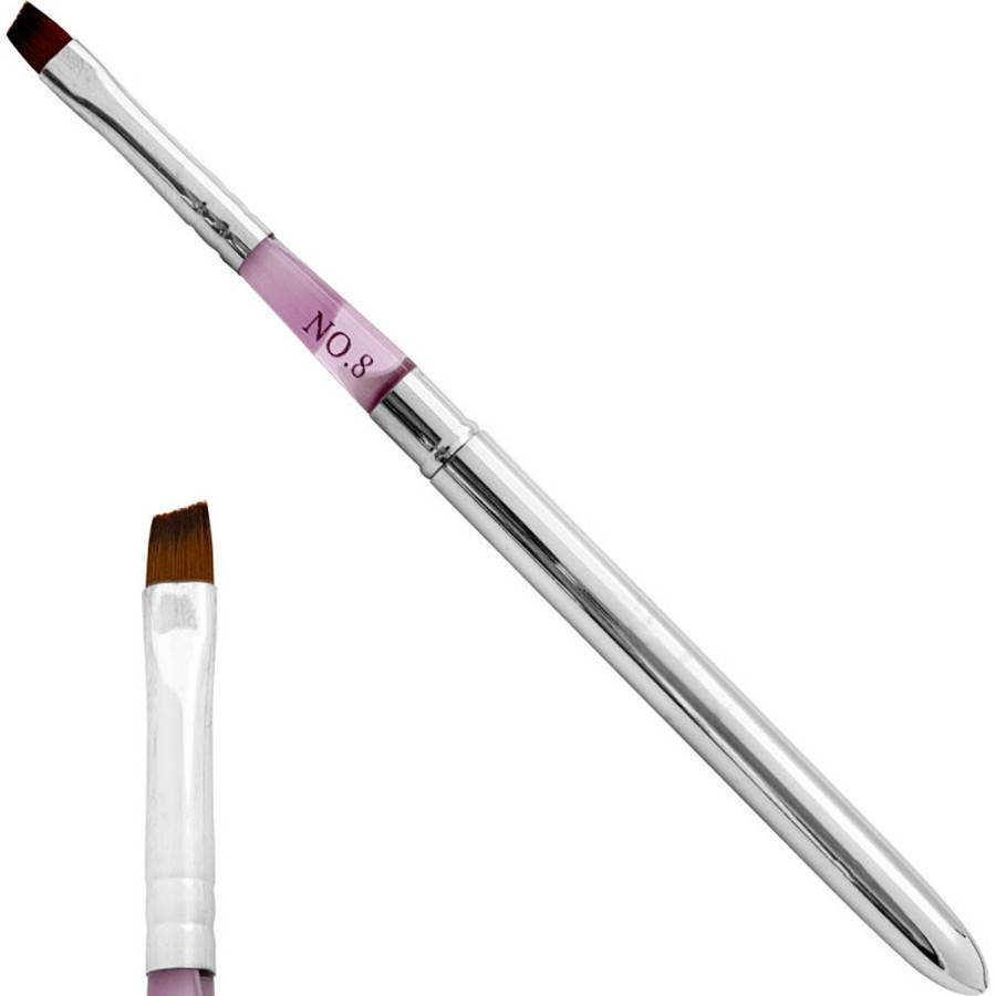 

Кисть скошенная для геля №8 с металлической ручкой