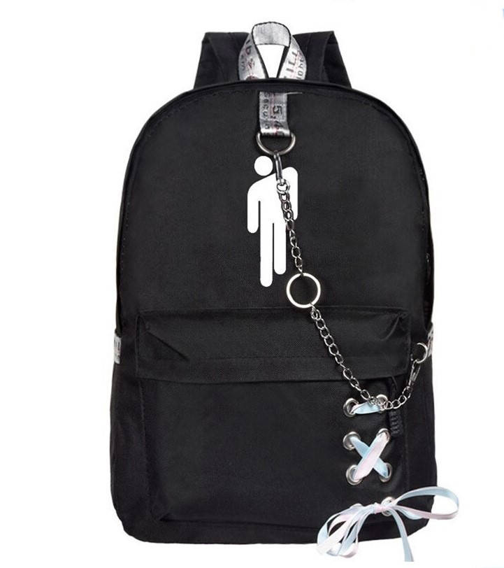 

Рюкзак Billie Eilish Черный с эмблемой и цепью