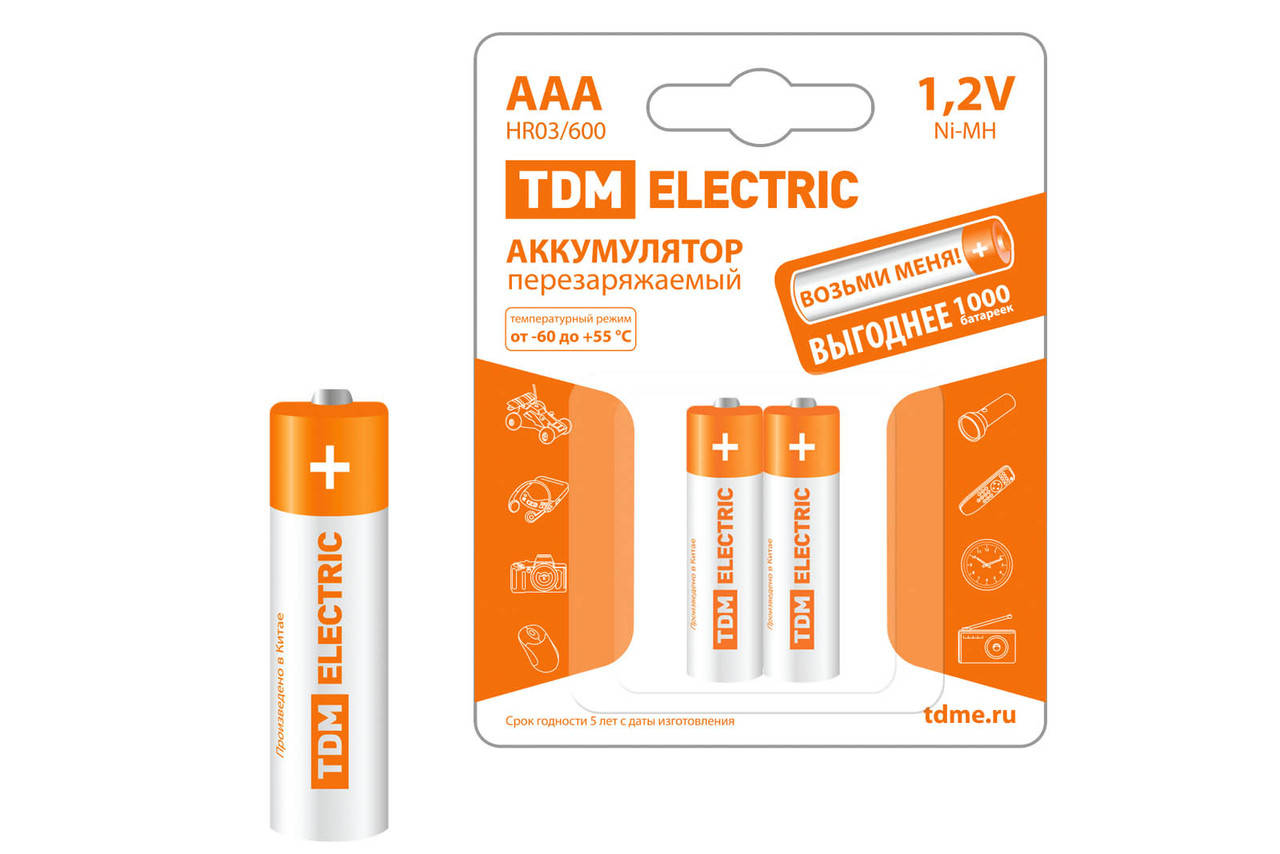 

Аккумулятор AAA-600 mAh Ni-MH BP-2 TDM