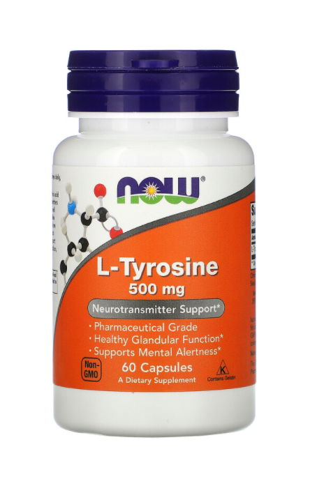 

Тирозин, L-Tyrosine, Now Foods, 500 мг, 60 капсул (NOW-00160)