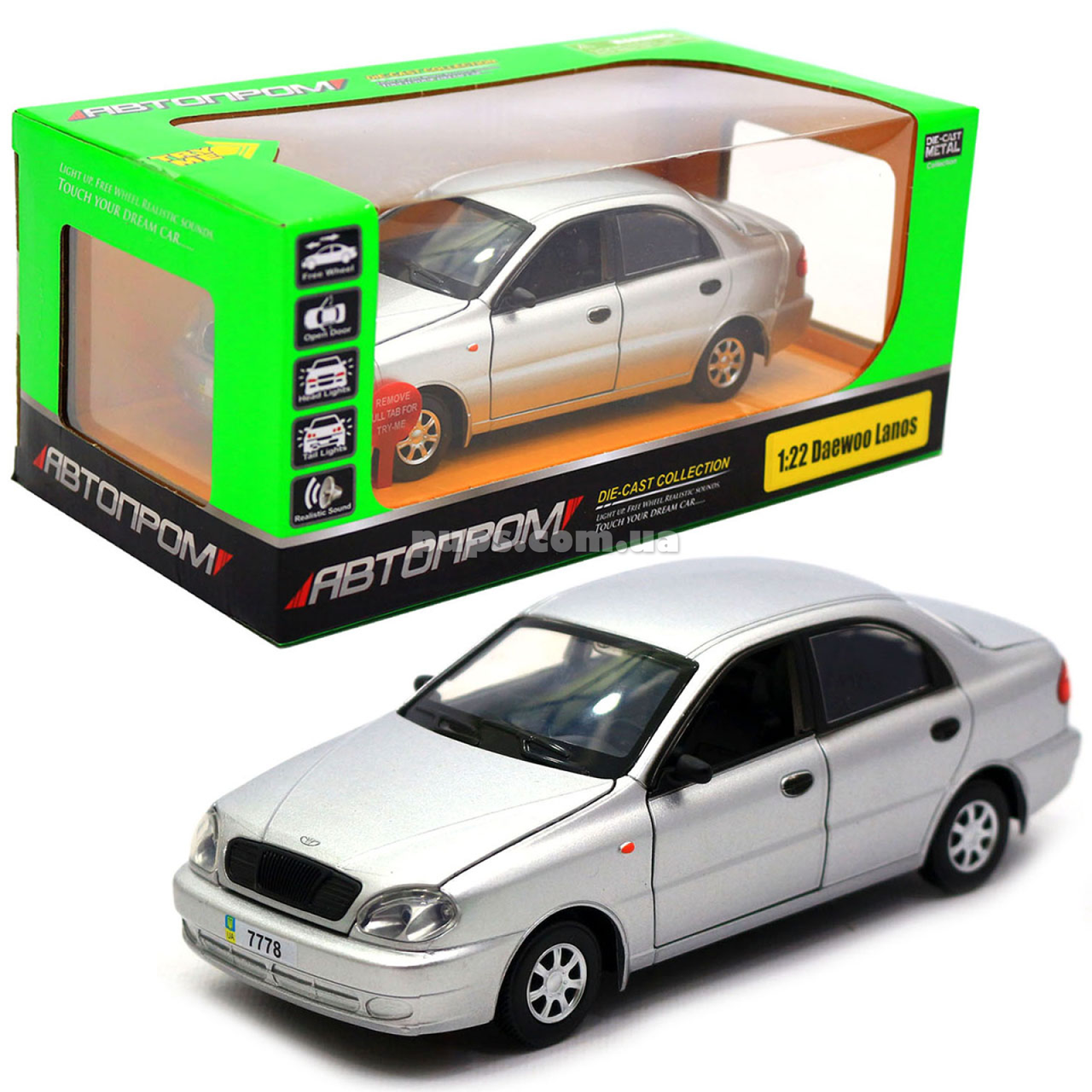 

Машинка игровая автопром «Daewoo Lanos» Серебристый (свет, звук) 7778