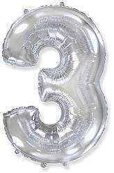 

Шар цифра "3" (Серебро) фольгированная "40" (100см)