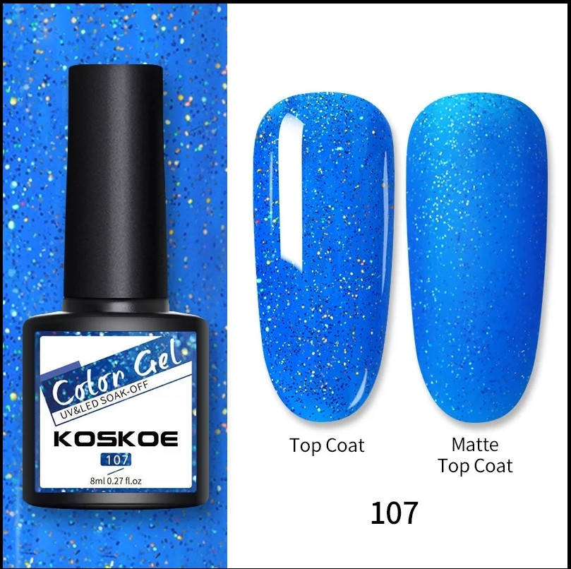 

8мл. Гель лак Color Gel Koskoe УФ UV, для маникюра, ногтей под лампу Синий 107