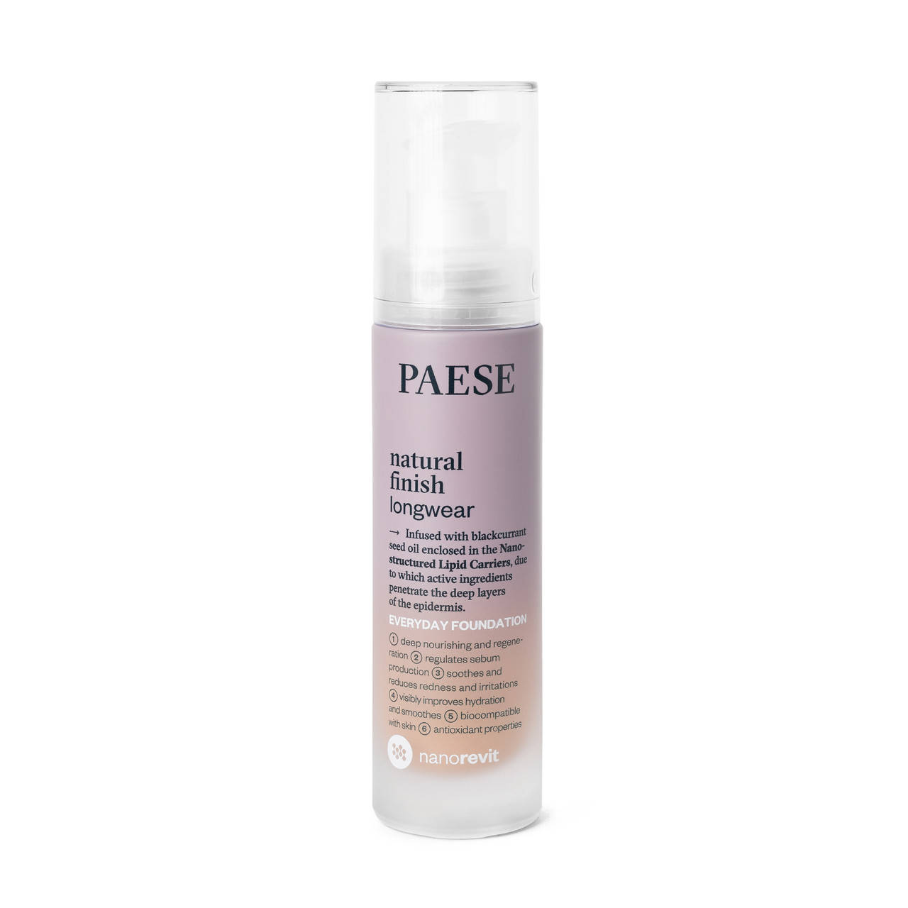 

Тональный крем LONG WEAR NATURAL FINISH NANOREVIT PAESE №: (04) warm beige