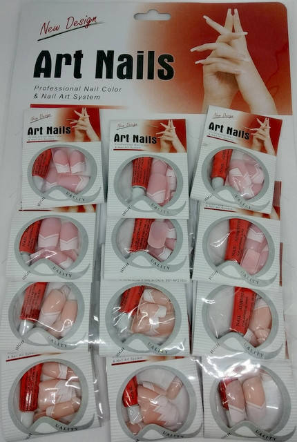 

Накладные ногти френч с клеем Art Nails прозрачные упаковка 12 штук