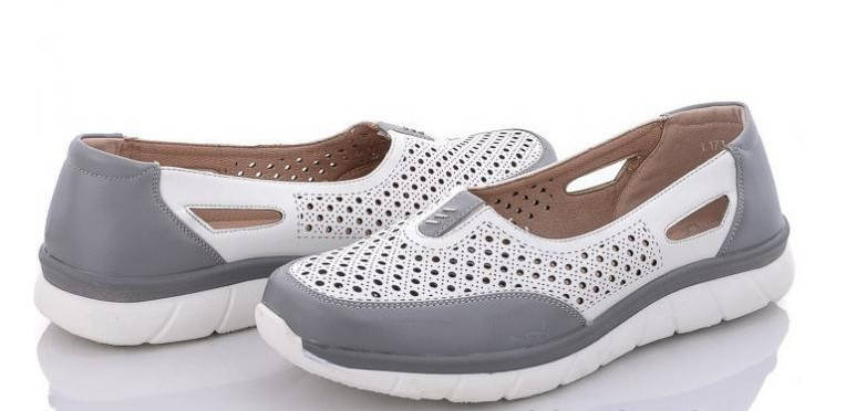 

Туфли летние женские в спортивном стиле перфорированная экокожа больших размеров темно-серые, Серый