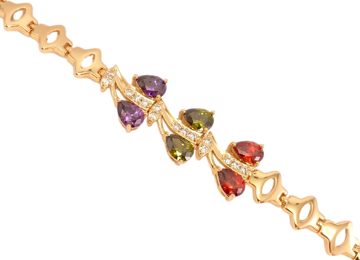 

Браслет Xuping Позолота 18K "Декоративный орнамент с цветными кристаллами"доп.замок на два размера 16.5,19см х