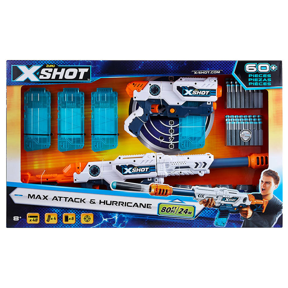 

Скорострельный бластер Zuru X-Shot Excel Max Attack and Hurricane Foam Clip Blaster Combo (36123) (B01LI5IZ5M), Белый