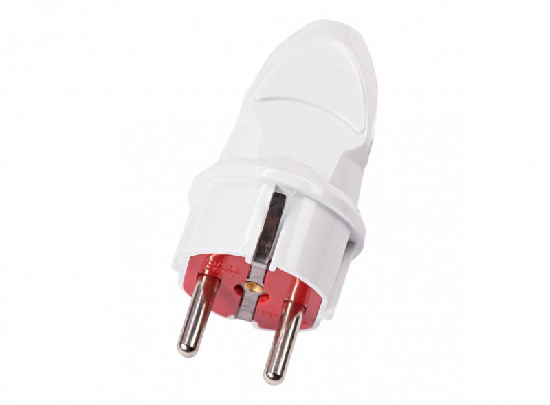 

Вилка 16А с заземлением, электрическая прямая, белая