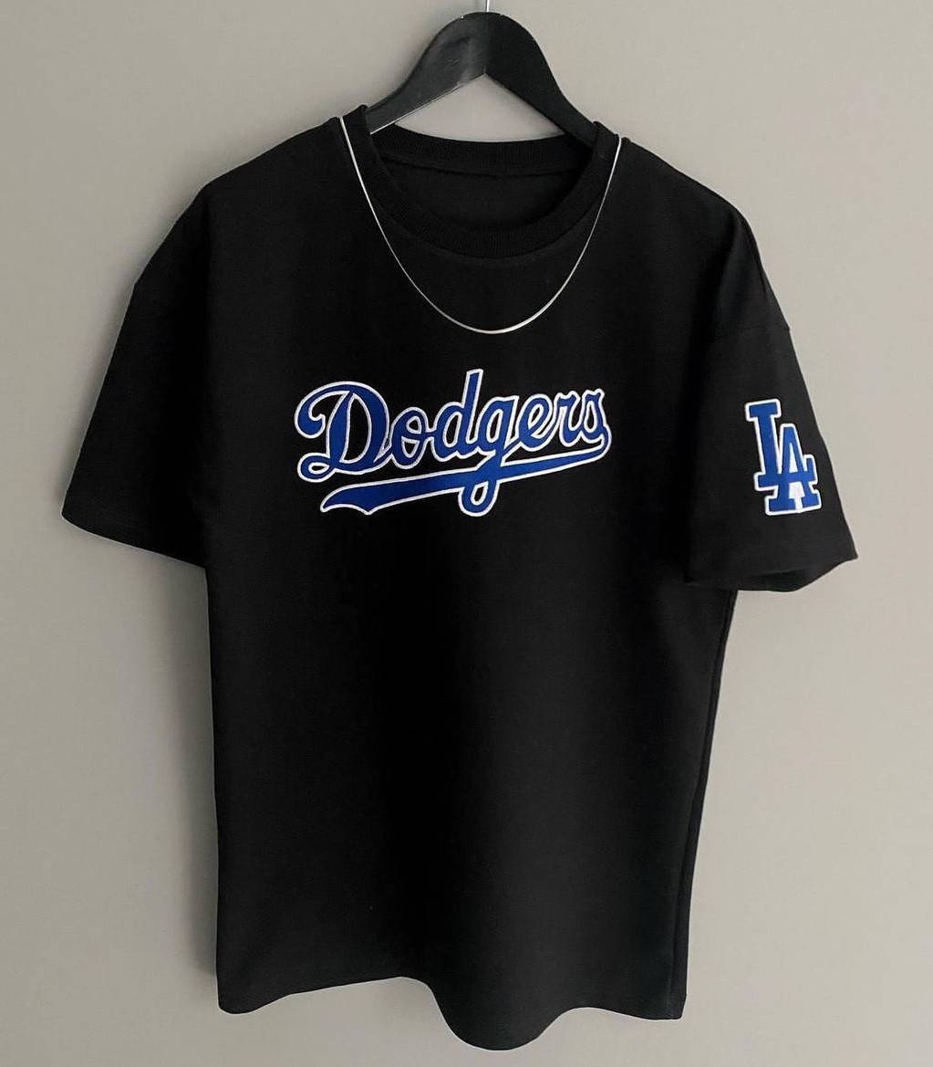 

Мужская футболка оверсайз Dodgers Los Angeles летняя хлопок черная Турция. Живое фото