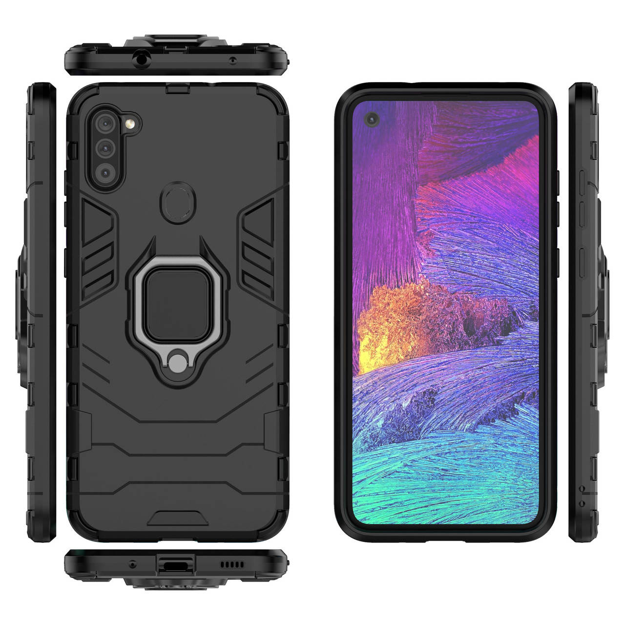 

Бронированный чехол для Samsung Galaxy A11 A115 с кольцом Black (Самсунг А11), Черный