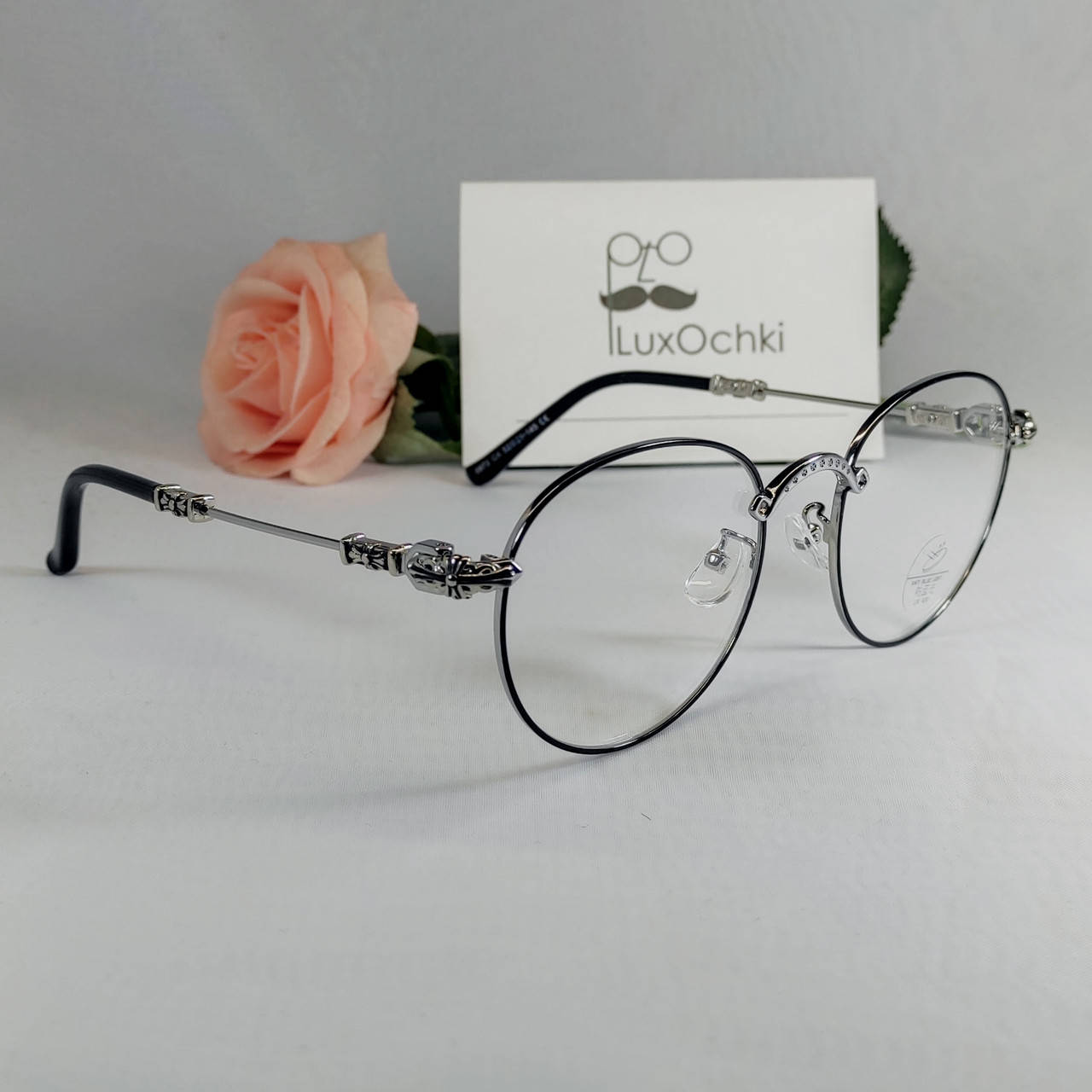 

Компьютерные круглые очки с линзой блю блокер в стиле Хром Хартс