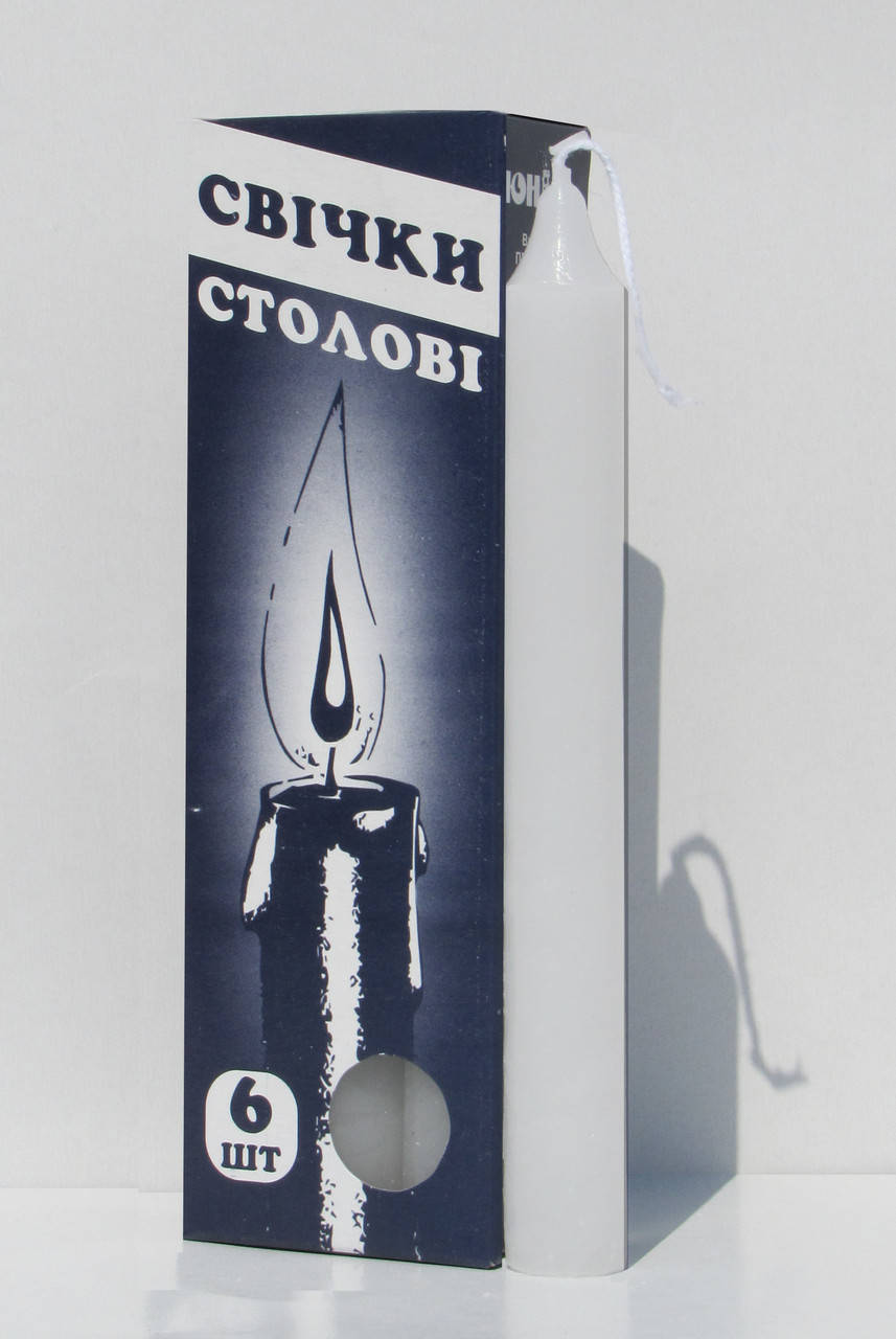 

Свічка Столова (6 шт.) , 25уп.\ бл., Белый