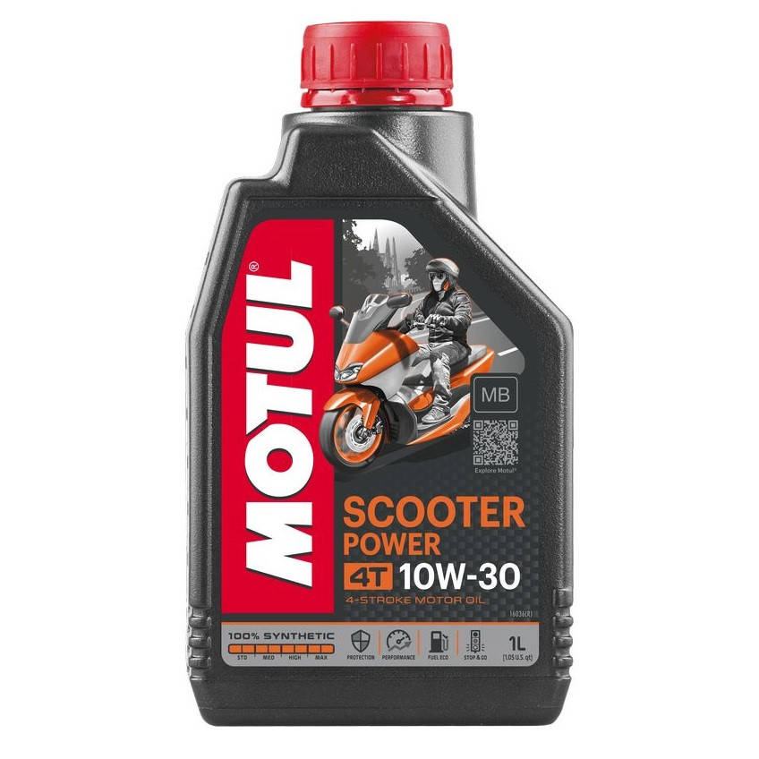 

Масло для 4-х тактных двигателей 100 % синтетическое MOTUL Scooter Power 4T SAE 10W30 MB 1 л (105936/832201)