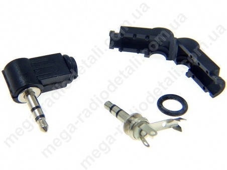 

Штекер Jack 3.5mm 3 pin пласт. с пласт. пружиной угловой