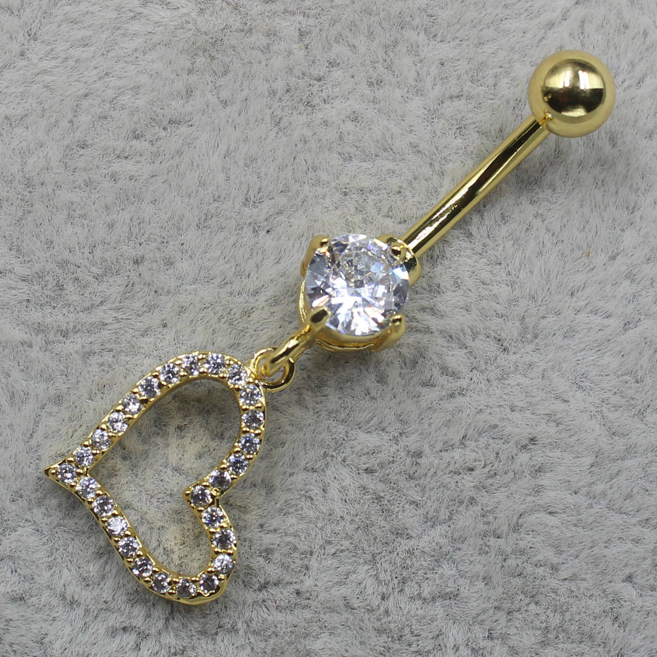 

Пирсинг в пупок банан золотистая из медицинской стали от Stainless Steel сердце со стразами размер 50х10 мм