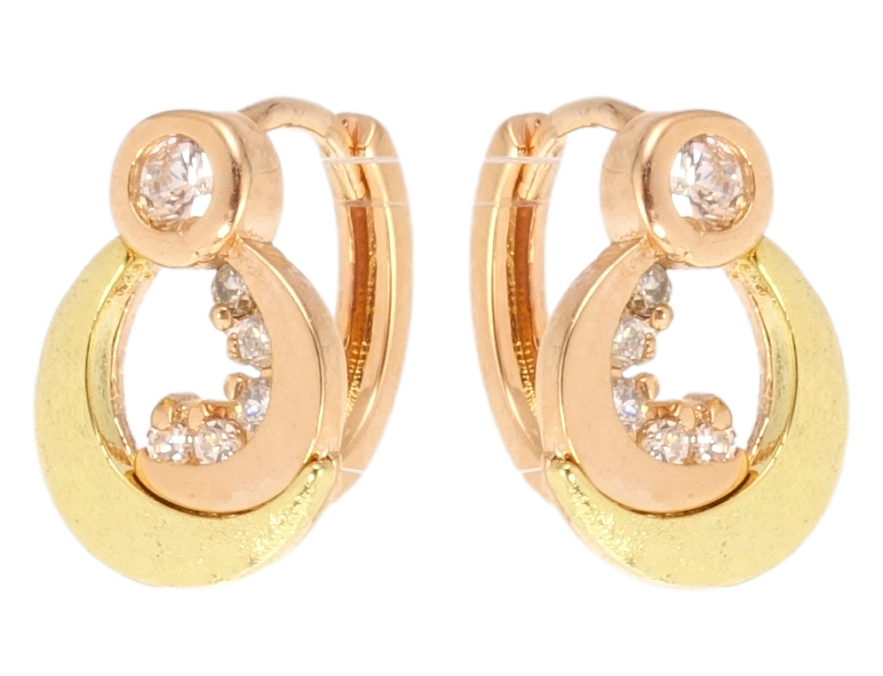 

Серьги Xuping Позолота 18K + Позолота 14K колечки "Орнамент с цирконием"